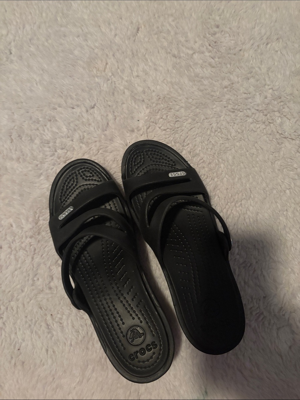 CROCS Women's Black Dual-Strap Slide Sandals